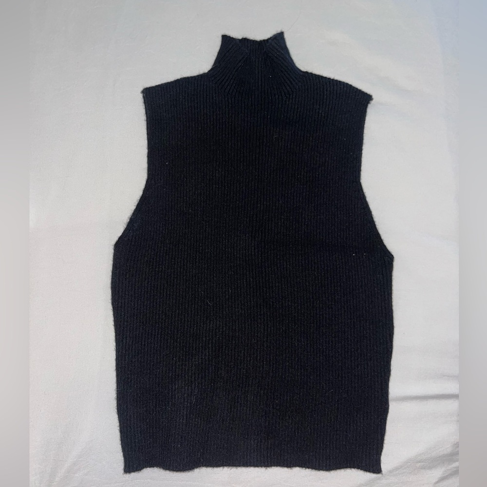 black faux turtle neck tee